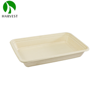 Conteneur alimentaire rectangulaire jetable en bagasse de canne à sucre biodégradable avec couvercle transparent en PP pour vente en gros – Boîte à lunch à emporter