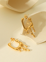 Boucles d'oreilles créoles hypoallergéniques H&C Jewelry, plaquées or 18 carats, en acier inoxydable, anti-ternissement, design or liquide, pour femmes