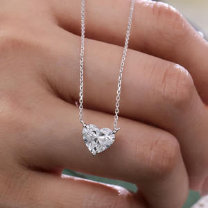 IGI liontin berlian hati 0.80-2,5 ct bersertifikasi kalung Lab berlian tumbuh liontin berlian 10k rantai emas berbentuk hati liontin soliter berlian - Product Image 2