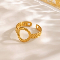 Nouvelles bagues de mariage tendance en acier inoxydable plaqué or 18 carats, style vintage, géométriques, elliptiques, ajourées, motif Alien, texture chaîne polyvalente