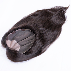 Lụa Với Ren Cơ Sở <span class=keywords><strong>Topper</strong></span> Kích Thước Lớn Đầy Đủ Tay Gắn Châu Âu Tóc Trinh Nữ Chất Lượng Tóc Con Người Toppers - Product Image 1