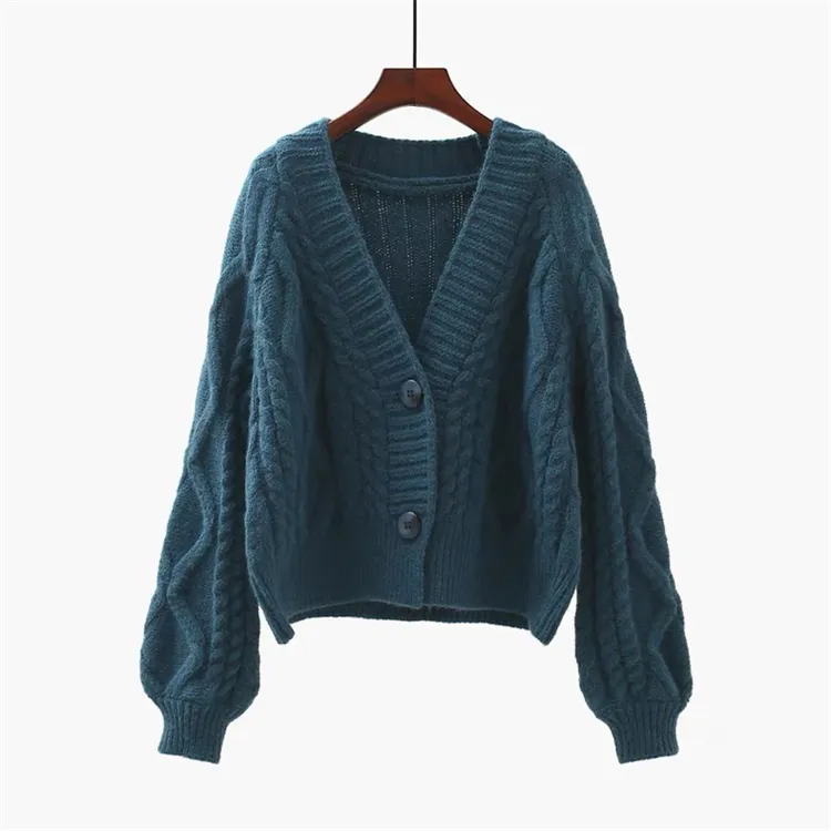 Women's Cardigan Autumn Winter Button Long Sleeve V Neck Thick Ladies Sweater Casual Knitted Wear For Female