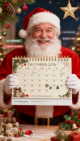 Calendrier de bureau de Noël personnalisé 2026 – Planificateur de table en papier premium, calendrier de bureau à spirale, calendrier de table à feuilles mobiles