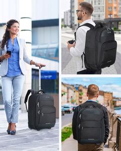 Free Sample Business Travel <b>Wheeled</b> Laptop Bag Rolling Back Pack Multi-function High School Trolley <b>Backpack</b> - Product Image 6