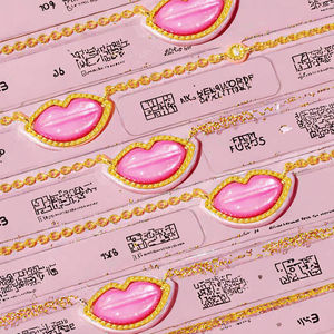 Collier tendance pour femme avec pendentif en cristal en forme <span class=keywords><strong>de</strong></span> cœur, rose, rouge, <span class=keywords><strong>l</strong></span>èvres, bulle, plaqué or, alliage, chaîne <span class=keywords><strong>de</strong></span> clavicule - Product Image 3