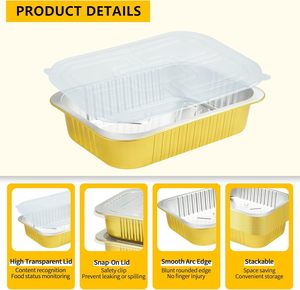 Contenants en aluminium de 184*128 mm, thermoscellables, pour plats à emporter - Product Image 3