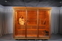 Sauna Exterior Tradicional de Madera de Cedro Sólido para 6 Personas con Estufa
