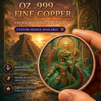 Pièce commémorative personnalisée 1 OZ .999 en cuivre fin, Déesse de la Lune Forestière, Relief 3D, Mythologie Fantastique, Objet de collection Premium