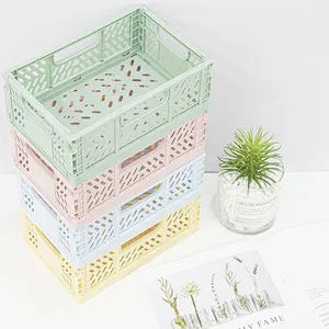 Tragbare ausgehöhlte Aufbewahrung sbox Nordic Durable Recta ngle Plastic Folding Basket Aufbewahrung skorb für Shelf Home Kitchen