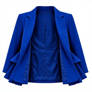 Custom Women’s Royal Blue Ruffle <b>Peplum</b> Blazer – Premium College, University, Sorority & Team Embroidered Formal <b>Jacket</b> - Product Image 5