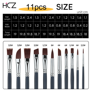 Ensemble <span class=keywords><strong>de</strong></span> pinceaux à peinture acrylique en nylon <span class=keywords><strong>de</strong></span> haute qualité avec manche en bouleau massif, 11 pièces, logo personnalisé, <span class=keywords><strong>fournisseur</strong></span> <span class=keywords><strong>de</strong></span> pinceaux pour artistes - Product Image 4