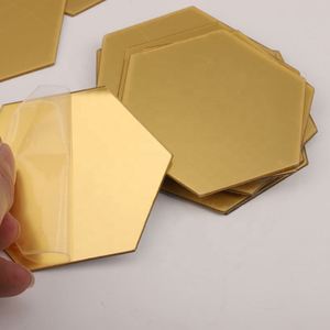 Creative Multi-color Diy 3d Geometric Hexagon Mirror <b>Sticker</b> Mirror <b>Sheet</b> Decals Decorative Wall <b>Sticker</b> Background Decor - Product Image 4