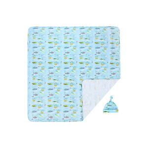 Ensemble cadeau personnalisé ODM avec couverture d'été pour bébés garçons et filles, bonnet et bandeau, couverture 120*120cm pour siège <span class=keywords><strong>auto</strong></span> bébé - Product Image 3