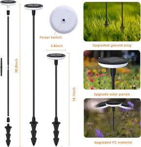 Luz solar oscilante Decoración de vacaciones IP 65 Impermeable LED Blanco cálido Decoración Solar Floor Plug Light