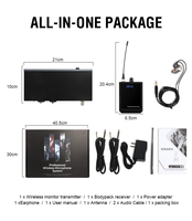 Système de monitoring intra-auriculaire sans fil GOORAI LM210 UHF True Stereo IEM, émetteur et 2 récepteurs bodypack pour musiciens de scène et performances live