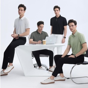 Men's Polo Shirts Nylon Knitted Summer Work Wear Grayish White Green Black Dark Gray Thin Fit - Product Image 1