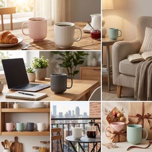 Best Sale Factory Direct Ribbed <b>Ceramic</b> <b>Mugs</b> Fast Delivery OEM ODM Custom Logo Matte Coffee Cups Low MOQ Bulk Wholesale - Product Image 6