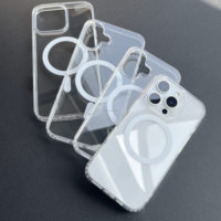 Étui de téléphone à charge sans fil Transparent acrylique TPU magnétique pour iPhone 17 Air 16 Pro Max Vente en gros Blanc Brillant