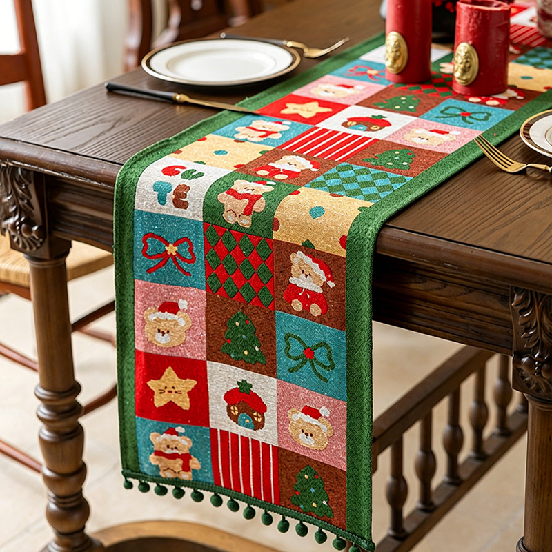 Oso Navideño con Ribete Verde