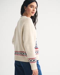 เสื้อคาร์ดิแกนถักลายแจ็คการ์ดสไตล์วินเทจลำลองคลาสสิกสำหรับผู้หญิง คอวี แบรนด์ LEDUO รุ่นสั่งทำพิเศษ เหมาะสำหรับใส่ในชีวิตประจำวัน - Product Image 3