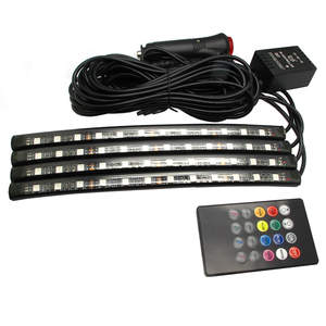 ไฟบรรยากาศในรถยนต์ ADT กันน้ำ 12v 10w พร้อมเทปกาว 3M 12 หลอด LED*4 ควบคุมสี RGB ด้วยตัวควบคุมเพลง - Product Image 1