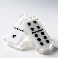 Jeu de dominos en acrylique de qualité supérieure imprimé UV, tuiles bleues transparentes noires mates, jeu de société moderne pour les soirées en famille, les fêtes, les enfants et les adultes