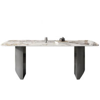 Table à manger moderne de luxe léger en ardoise, design rectangulaire à pieds larges, multifonctionnelle, combinaison 6 chaises, mobilier de maison et de salon