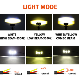 Đèn xe máy 3.0 inch Zda09 30000Lm 70W, chống nước IP67, hai màu trắng vàng, 4300K, đèn pha phụ trợ <span class=keywords><strong>LED</strong></span> 70W - Product Image 3