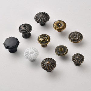 Retro European Style Zinc Alloy Cabinet <b>Knobs</b> Round Spherical Drawer Handle Durable Antique Finish - Product Image 1