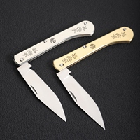 Couteau pliant de poche en acier 8Cr15MoV de haute qualité, manche en laiton, couteau de poche portable pour le camping en plein air, outil multifonctionnel EDC