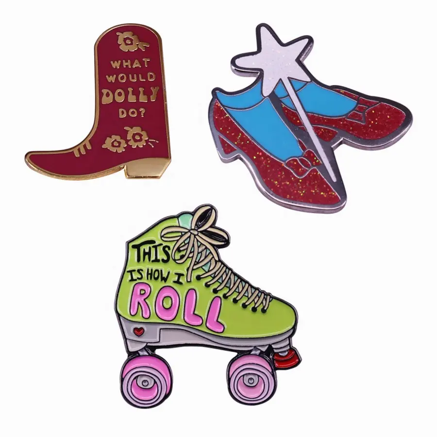 Custom Badge Free Design Soft Enamel Pins Roller Skates Shoe Pins Custom Lapel Pins