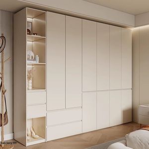 Tủ quần áo cắt không có tay cầm cửa bản lề nhiều ngăn kéo melamine lưu trữ - Product Image 1