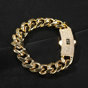 Sỉ dây chuyền thép không gỉ kiểu Cuban Hip Hop 8mm 10mm 12mm 14mm, khóa S mạ đá - Product Image 6