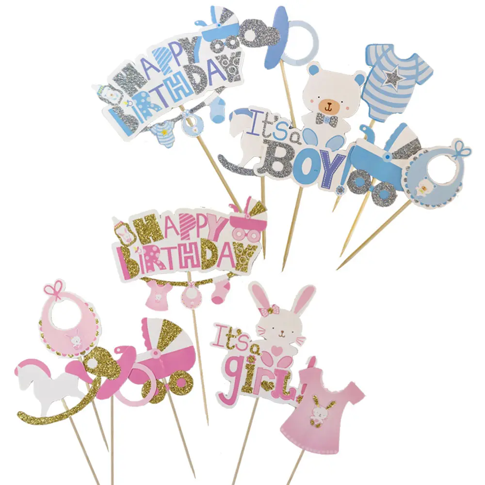 New baby cake topper for boys and girls birthday full moon first birthday party decoration cake topper