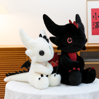 En gros : Jouets en peluche dragon, Coussins en peluche, Jouets en peluche monstre personnalisés, Jouet en peluche dragon noir et blanc