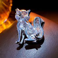 Broche Éblouissante Renard en Cristal, Épingle de Revers 3D Animal en Strass, Épingle de Blazer de Luxe Tendance pour Femme, Cadeau en Gros