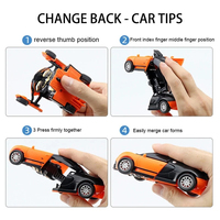 HW Coche Deportivo de Plástico ABS con Fricción, Bugatti Genial, Transformable en Robot, Juguete de Policía de Carreras con Inercia, 8 piezas/caja