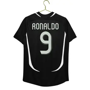 Kaus sepak bola Retro kualitas tinggi kaus klub sepak bola Vintage Ronaldo #7 pakaian sepak bola untuk pria
