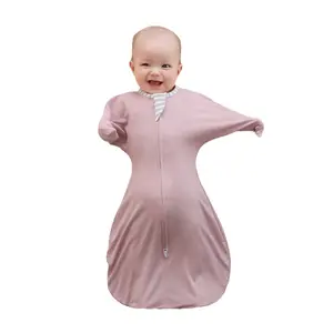 Customised Summer 1.0tog Modal Cotton Anti-Jumping Baby Swaddle Sleeping Bag Baby Sleep Sack Zipper Sleeping Bag Baby Schlafsack