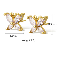 Mode 18k Plaqué Or Personnalité Fleur Forme Rectangulaire Zircon Moins Cher Boucles D'oreilles En Gros