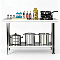 Mesa de Trabajo de Acero Inoxidable de Alta Resistencia, Mesa de Preparación Comercial para Chefs, Banco de Trabajo para Restaurante, Hotel, Isla de Cocina con Estante