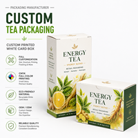 Boîte d'emballage en carton SBS imprimé numériquement 350 g/m² pour thé de qualité supérieure, thé énergétique, emballage de vente au détail, boîte aux couleurs vives