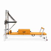 Reformer Semi-Cadillac Professionnel en Aluminium avec Ressorts Réglables et Sangles en Cuir pour Entraînement en Studio de Pilates, Capacité 100 kg