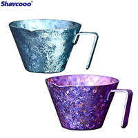 Shavcooo 90ml Cangkir Pengukur Espresso Titanium Murni, Cangkir Ekstraksi Kopi Ice Flower, Pitcher Susu, Alat Penerima Minuman Barista