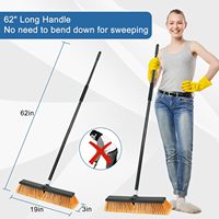 Balai à pousser en acier avec poils en nylon à dents - Robuste pour une utilisation en extérieur/intérieur, nettoyage des sols en carrelage/garage/atelier/terrasse/patio