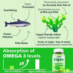 Algues sans sucre Omega 3 Gummy avec EPA et <span class=keywords><strong>DHA</strong></span> CoQ10 Astaxanthine pour la santé cardiaque GummieJel - Product Image 5
