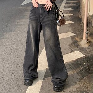 <span class=keywords><strong>Jeans</strong></span> Americani a Vita Alta in Denim Grigio Lavato, <span class=keywords><strong>Gamba</strong></span> <span class=keywords><strong>Larga</strong></span>, da Donna, 2026, Casual, Rilassati, Sciolti, Modellanti, di Tendenza, Pantaloni Lunghi - Product Image 2
