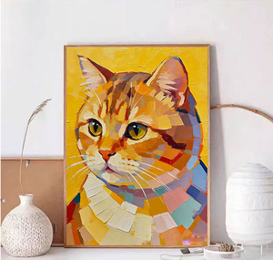 Splendido Quadro Moderno con Gatto, Pittura a Olio su Tela Fai da Te con Numeri, Pigmenti Arida per Decorazioni Murali e Arte Domestica - Product Image 1