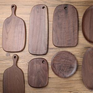 Black Walnut Wood Rectangular Serving <b>Tray</b> With Handle For Home Hotel Use Pizza Bread Dessert Plate - Product Image 1