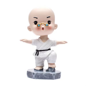 Figurine <span class=keywords><strong>de</strong></span> dessin animé <span class=keywords><strong>de</strong></span> <span class=keywords><strong>moine</strong></span> <span class=keywords><strong>de</strong></span> Kung Fu chinois créatif et mignon en résine écologique, jouet à tête oscillante Trustloops pour l'intérieur <span class=keywords><strong>de</strong></span> la voiture - Product Image 3